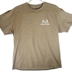 Realtree Mens T-Shirt Brown Short Sleeve Graphic Tee Outdoor Brand Logo Size XL
